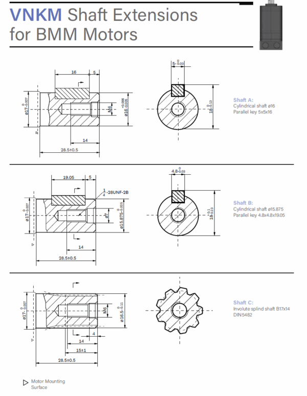 Moteur orbital arbre 16mm série VNKM sortie arrière – Image 3